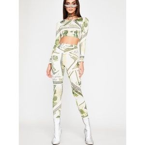 Cashin Out Money Crop Top and Leggi Set Dolls Kill